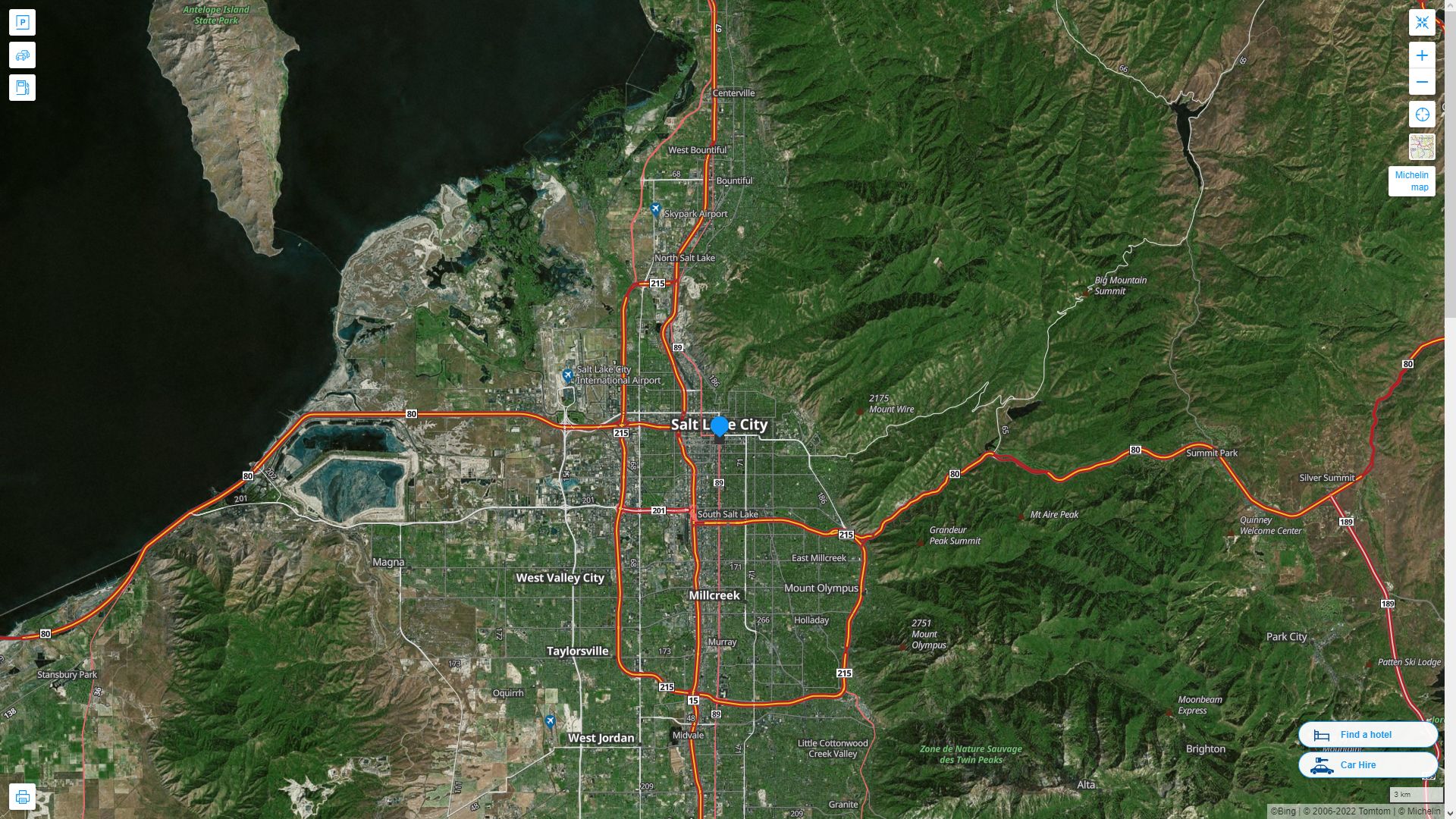 Salt Lake City Utah Highway and Road Map with Satellite View